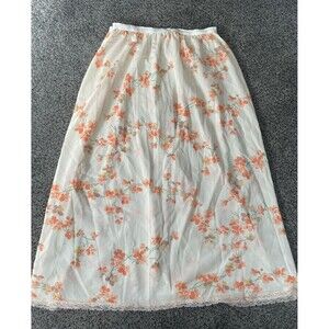 Vintage Mistee Peach Floral Nylon Half Size Small